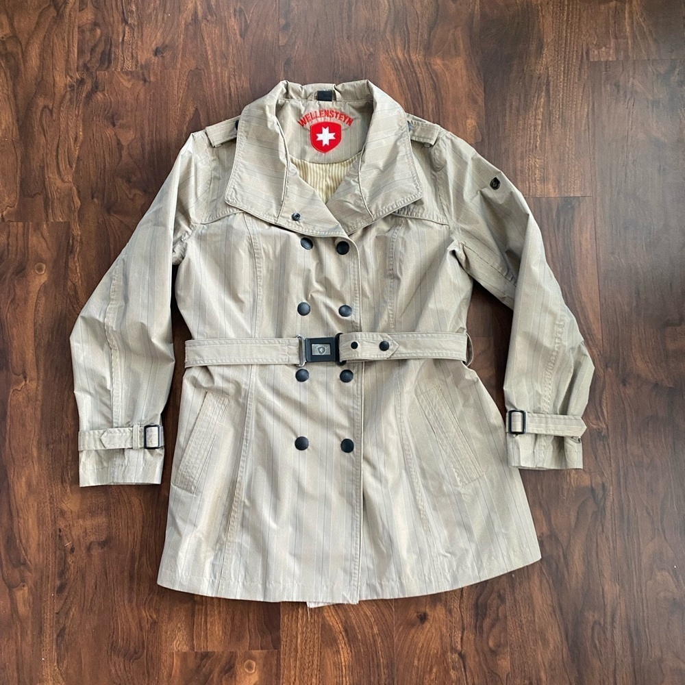 Wellensteyn Raja Trenchcoat Coat Jacket 
Beige Plaid 
Size Large